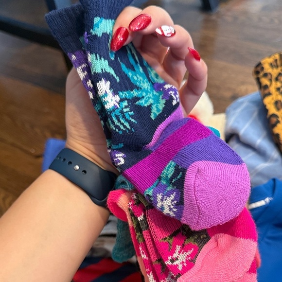 None Other - Floral Patterned mixed  toddler high Socks
